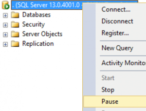 Pause SQL Server in SSMS